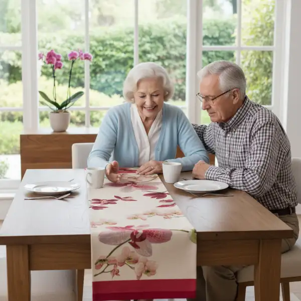 Pink Orchids White Decorative Table Mat | Life Style 2
