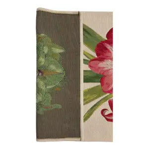 Amaryllis White French Table Mat - 19 in. x 71 in. Cotton by Charlotte Home Furnishings Inc