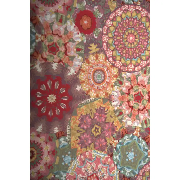 Kaleidoscope Red French Table Mat - 19 in. x 71 in. Cotton by Charlotte Home Furnishings | Close Up 1