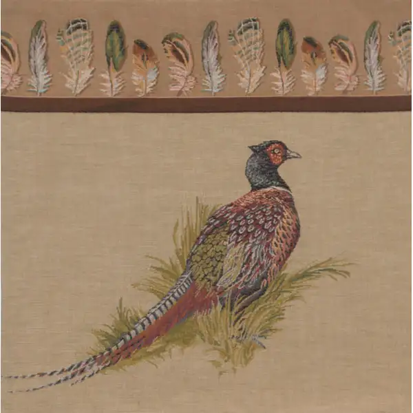 Pheasant Cushion - 19 in. x 19 in. Cotton by Charlotte Home Furnishings | Close Up 1