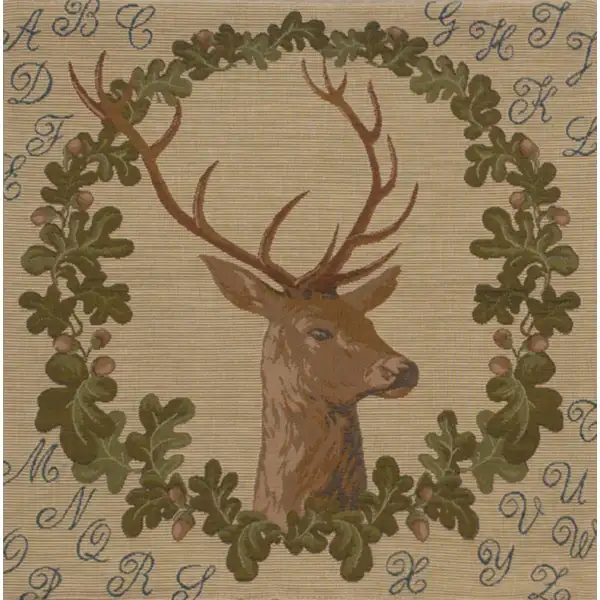 ABC Stag Cushion - 19 in. x 19 in. Cotton by Charlotte Home Furnishings | Close Up 1