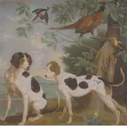 Hunting Dogs French Couch Cushion | Close Up 1