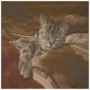 Sleeping Cat Brown I Cushion | Close Up 1