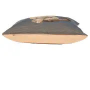 Tabby Cat Sitting Dark Grey French Couch Cushion | Close Up 5