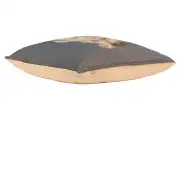 Tabby Cat Sitting Dark Grey French Couch Cushion | Close Up 5