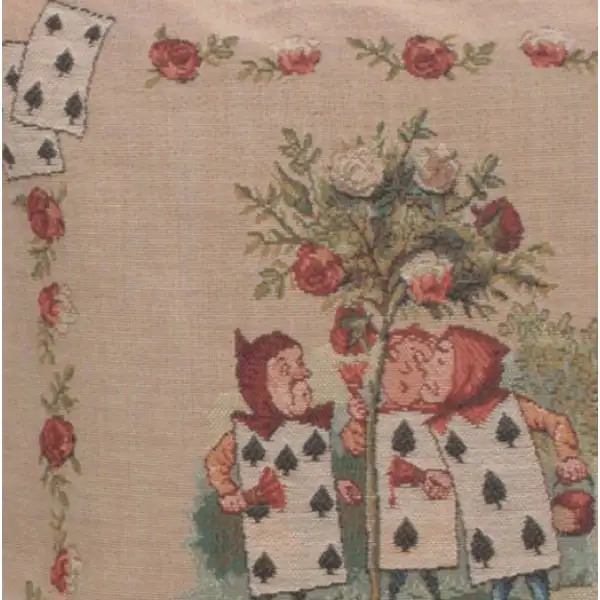 C Charlotte Home Furnishings Inc The Gardeners Alice in Wonderland French Tapestry Cushion - 19 in. x 19 in. Cotton by John Tenniel | Close Up 3
