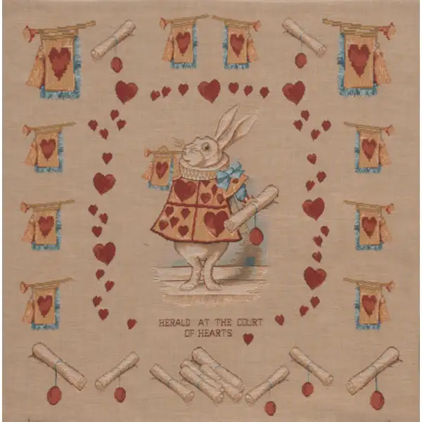 Heart Rabbit Alice In Wonderland Cushion - 19 in. x 19 in. Cotton by John Tenniel | Close Up 1