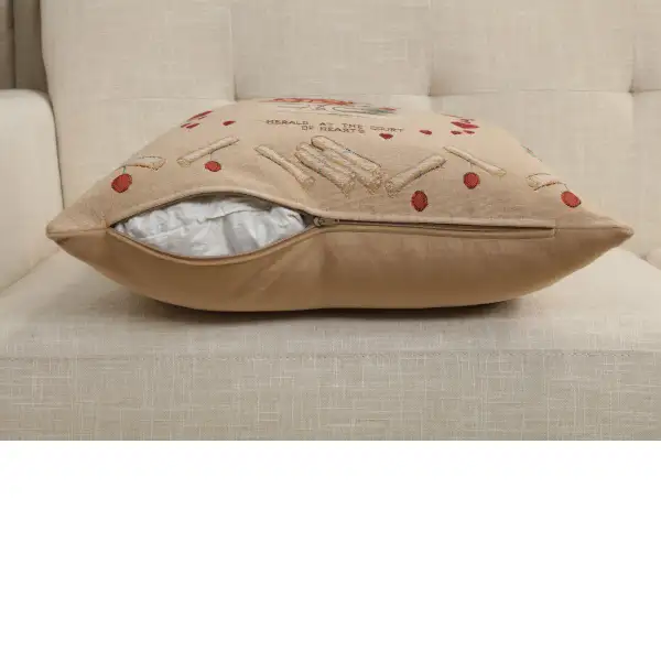 Heart Rabbit Alice In Wonderland Tapestry Cushion Cover - 19 in. x 19 in. Cotton by John Tenniel | Close Up 4