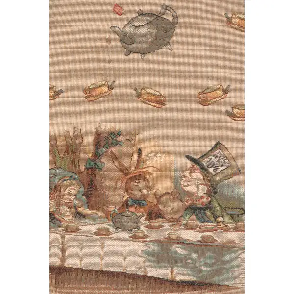 The Tea Party Alice In Wonderland Cushion - 19 in. x 19 in. Cotton by John Tenniel | Close Up 2