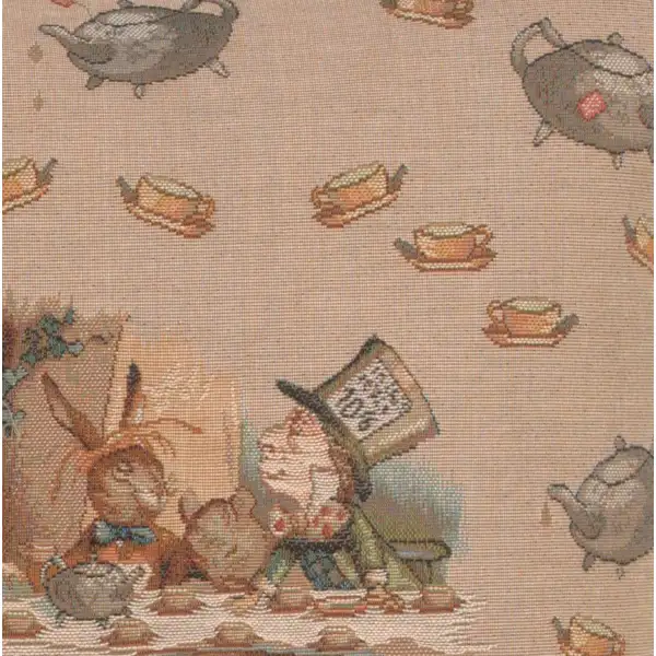The Tea Party Alice In Wonderland Cushion - 19 in. x 19 in. Cotton by John Tenniel | Close Up 3