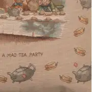 The Tea Party Alice In Wonderland Cushion - 19 in. x 19 in. Cotton by John Tenniel | Close Up 4