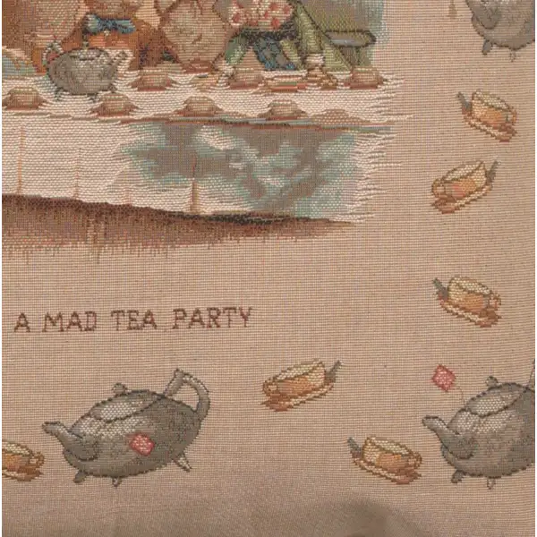The Tea Party Alice In Wonderland Cushion - 19 in. x 19 in. Cotton by John Tenniel | Close Up 4