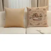The Tea Party Alice In Wonderland Tapestry Cushion Cover - 19 in. x 19 in. Cotton by John Tenniel | Close Up 5