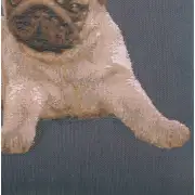 Puppy Pug Blue French Couch Cushion | Close Up 4