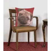 Pugs Face Red I Cushion - 18 in. x 18 in. Cotton by Charlotte Home Furnishings | Life Style 1