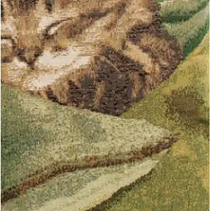 Sleeping Cat Green Tapestry Cushion Cover - 14 in. x 14 in. Cotton by Charlotte Home Furnishings Inc