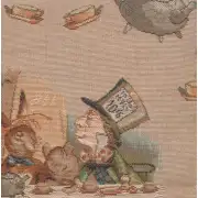 The Tea Party Alice In Wonderland I Cushion - 14 in. x 14 in. Cotton/Polyester/Viscose by John Tenniel | Close Up 4