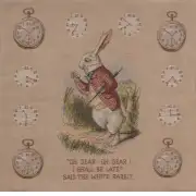 The Late Rabbit Alice In Wonderland I French Couch Cushion | Close Up 1