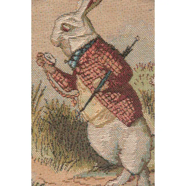 The Late Rabbit Alice In Wonderland I Cushion - 14 in. x 14 in. Cotton/Polyester/Viscose by John Tenniel | Close Up 2