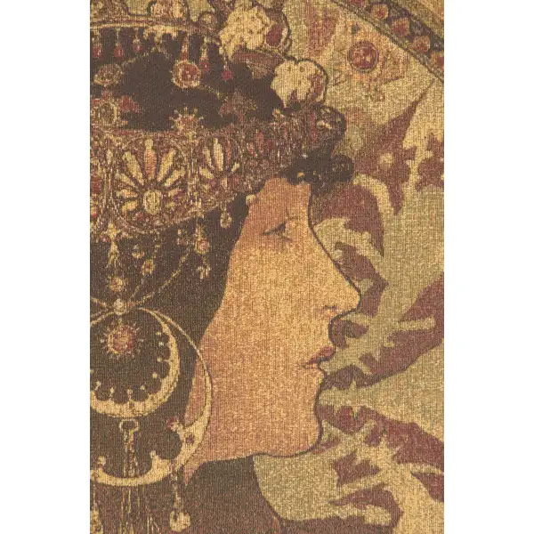 Muchas Donna Orechini Belgian Tapestry - 38 in. x 54 in. SoftCottonChenille by Alphonse Mucha | Close Up 1