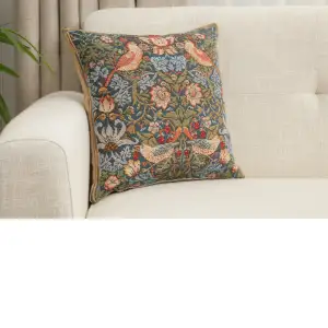 C Charlotte Home Furnishings Inc Cushion Birds Face to Face French Tapestry Cushion - 14 in. x 14 in. Cotton by William Morris