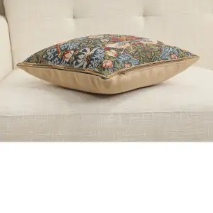 C Charlotte Home Furnishings Inc Cushion Birds Face to Face French Tapestry Cushion - 14 in. x 14 in. Cotton by William Morris
