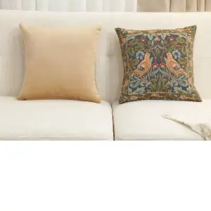 C Charlotte Home Furnishings Inc Brother Bird French Tapestry Cushion - 14 in. x 14 in. Cotton by William Morris
