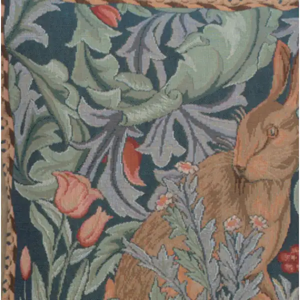 C Charlotte Home Furnishings Inc Rabbit As William Morris Right Small French Tapestry Cushion - 14 in. x 14 in. Cotton by William Morris | Close Up 3