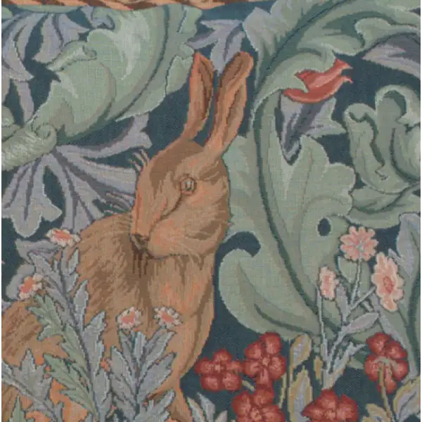 C Charlotte Home Furnishings Inc Rabbit As William Morris Right Small French Tapestry Cushion - 14 in. x 14 in. Cotton by William Morris | Close Up 4