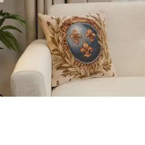 Empire Lys Flower Tapestry Cushion Cover - 14 in. x 14 in. Cotton by Charlotte Home Furnishings Inc