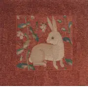 Sitting Rabbit In Red Cushion - 14 in. x 14 in. Cotton by Charlotte Home Furnishings | Close Up 1