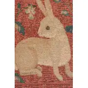 Sitting Rabbit In Red Cushion - 14 in. x 14 in. Cotton by Charlotte Home Furnishings | Close Up 2