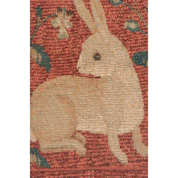 Sitting Rabbit In Red Cushion - 14 in. x 14 in. Cotton by Charlotte Home Furnishings | Close Up 2