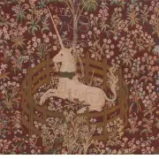 Licorne Captive In Red French Couch Cushion | Close Up 1