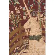 Licorne Captive In Red French Couch Cushion | Close Up 2