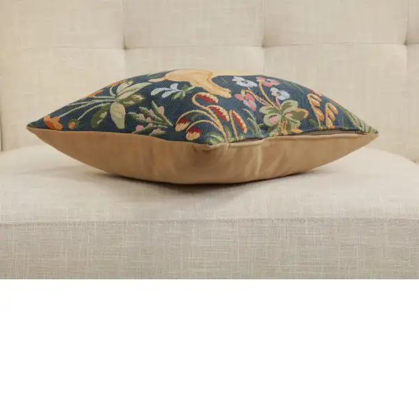 Running Rabbit in Blue French Couch Cushion | Close Up 3