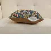 Running Rabbit In Blue Tapestry Cushion Cover - 14 in. x 14 in. Cotton by Charlotte Home Furnishings Inc | Close Up 4