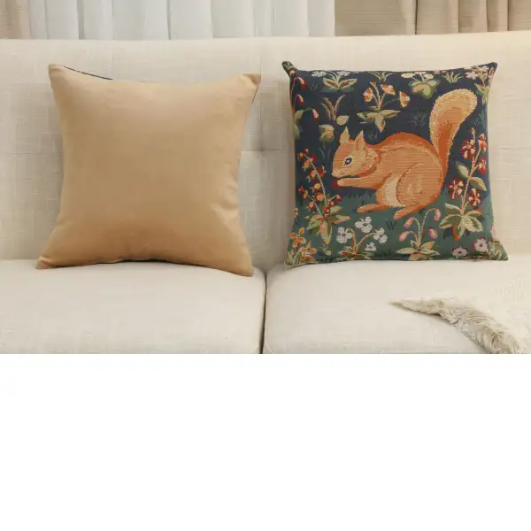 Medieval Squirrel Tapestry Cushion Cover - 14 in. x 14 in. Cotton by Charlotte Home Furnishings Inc | Close Up 5