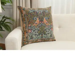 C Charlotte Home Furnishings Inc Brother Bird I French Tapestry Cushion - 19 in. x 19 in. Cotton by William Morris