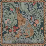 C Charlotte Home Furnishings Inc Rabbit As William Morris Left Large French Tapestry Cushion - 19 in. x 19 in. Cotton by William Morris | Close Up 1