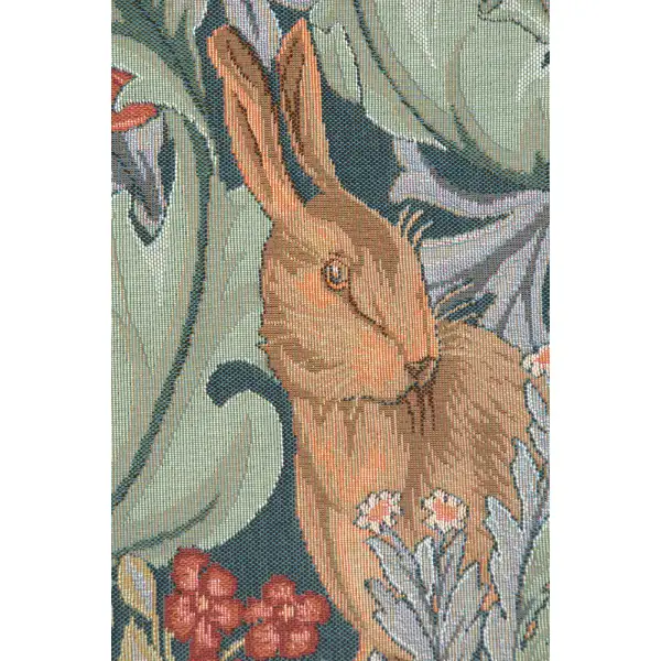 C Charlotte Home Furnishings Inc Rabbit As William Morris Left Large French Tapestry Cushion - 19 in. x 19 in. Cotton by William Morris | Close Up 2