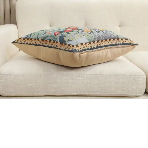 C Charlotte Home Furnishings Inc Rabbit As William Morris Left Large French Tapestry Cushion - 19 in. x 19 in. Cotton by William Morris | Close Up 3