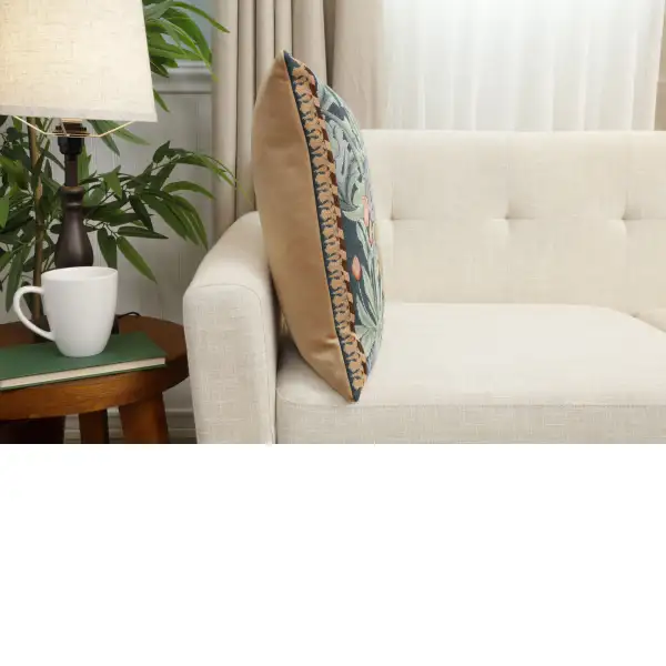 Rabbit As William Morris Right Large French Couch Cushion | Close Up 2