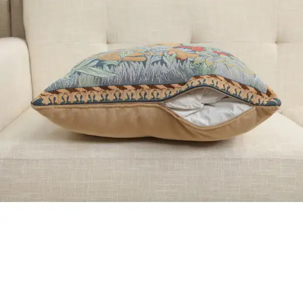 Rabbit As William Morris Right Large French Couch Cushion | Close Up 4