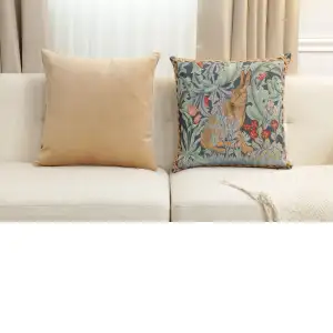 C Charlotte Home Furnishings Inc Rabbit As William Morris Right Large French Tapestry Cushion - 19 in. x 19 in. Cotton by William Morris