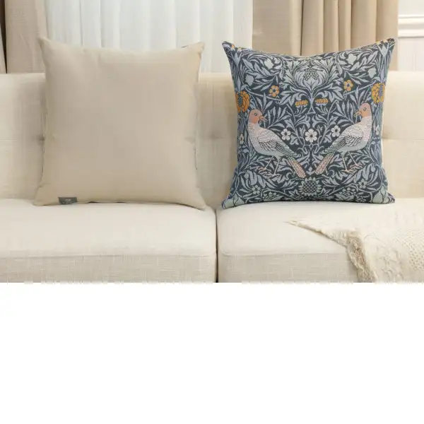 Bird Couple Tapestry Cushion Cover - 19 in. x 19 in. Cotton by William Morris | Close Up 5