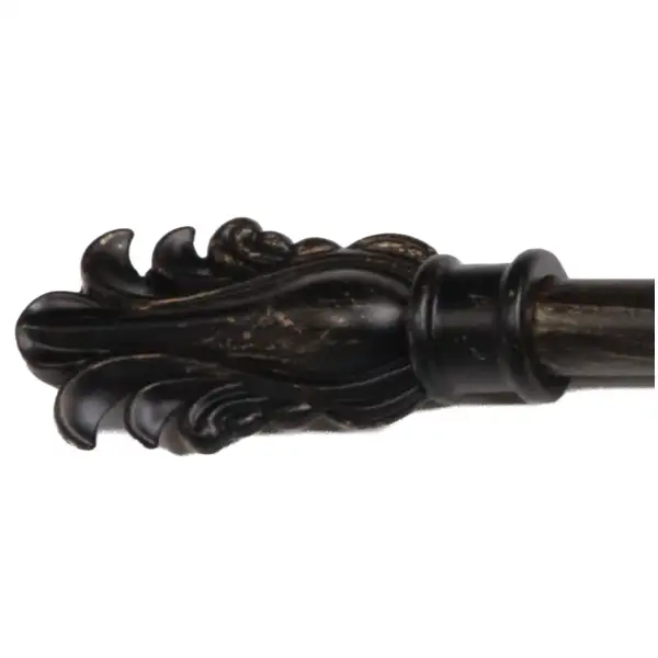 Fancy Feather Antique Black Small Tapestry Hanging Rod | Close Up 2