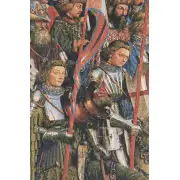 Knights Of Christ I Belgian Tapestry Wall Hanging - 24 in. x 57 in. cotton by Jan and Hubert van Eyck | Close Up 1