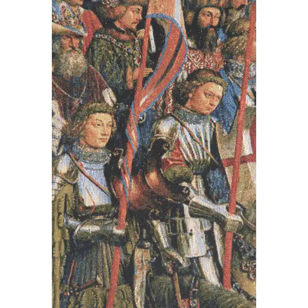 Knights Of Christ I Belgian Tapestry Wall Hanging - 24 in. x 57 in. cotton by Jan and Hubert van Eyck | Close Up 1