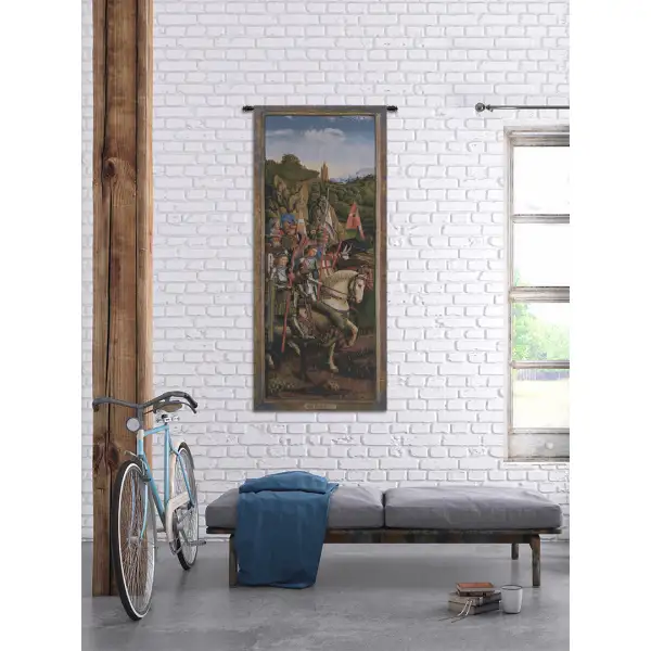 Knights Of Christ I Belgian Tapestry Wall Hanging - 24 in. x 57 in. cotton by Jan and Hubert van Eyck | Life Style 1